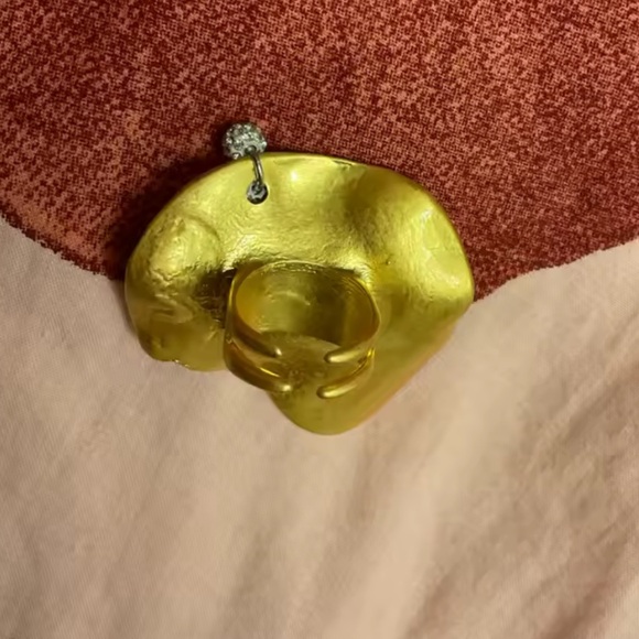 Surrealist Gold Eye Statement Artistic Blue Iris Design, Avant-Garde Ring - Picture 3 of 10